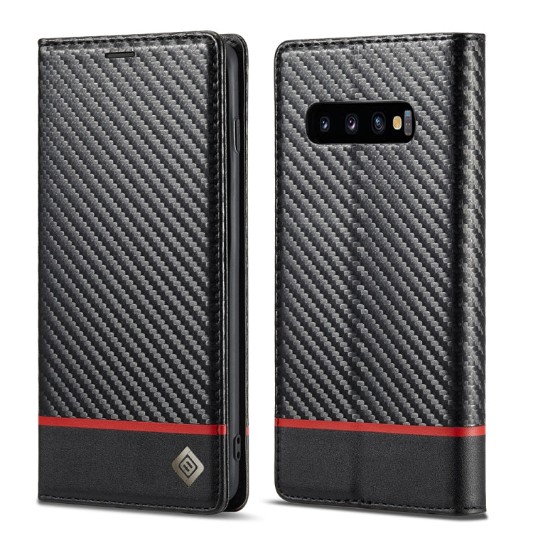 LC.IMEEKE Custodia in pelle a vibrazione orizzontale PU + TPU in fibra di carbonio con supporto, slot per schede e portafoglio, For Samsung Galaxy S10, For Samsung Galaxy S10+, For Samsung Galaxy S20, For Samsung Galaxy S20+, For Samsung Galaxy S20 FE ...