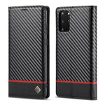 LC.IMEEKE Custodia in pelle a vibrazione orizzontale PU + TPU in fibra di carbonio con supporto, slot per schede e portafoglio, For Samsung Galaxy S10, For Samsung Galaxy S10+, For Samsung Galaxy S20, For Samsung Galaxy S20+, For Samsung Galaxy S20 FE ...