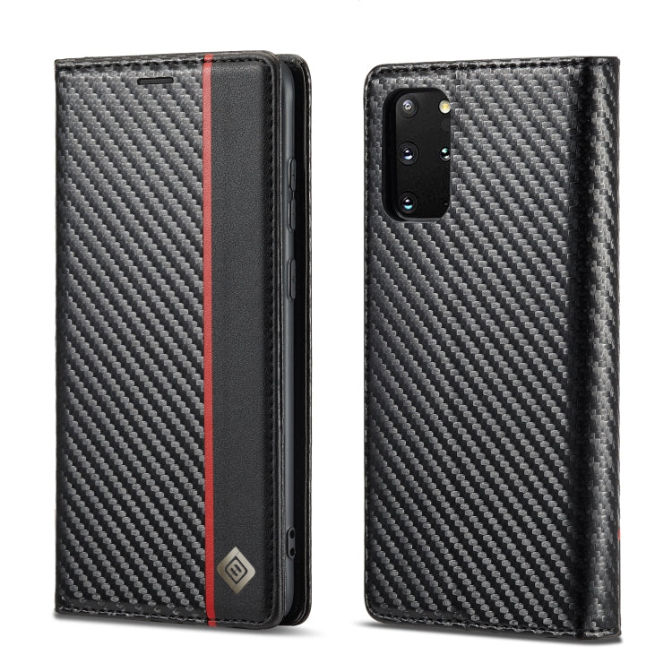 LC.IMEEKE Custodia in pelle a vibrazione orizzontale PU + TPU in fibra di carbonio con supporto, slot per schede e portafoglio, For Samsung Galaxy S10, For Samsung Galaxy S10+, For Samsung Galaxy S20, For Samsung Galaxy S20+, For Samsung Galaxy S20 FE ...