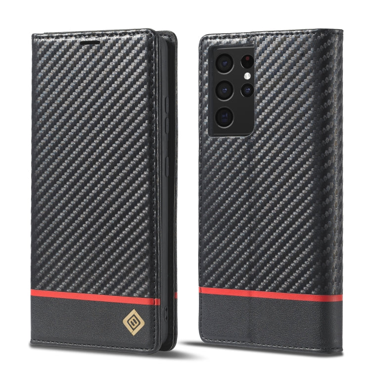 LC.IMEEKE Custodia in pelle a vibrazione orizzontale PU + TPU in fibra di carbonio con supporto, slot per schede e portafoglio, For Samsung Galaxy S10, For Samsung Galaxy S10+, For Samsung Galaxy S20, For Samsung Galaxy S20+, For Samsung Galaxy S20 FE ...