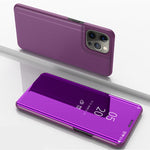 Custodia portafoglio in pelle con specchio per iPhone 13 mini
