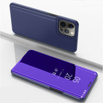 Custodia portafoglio in pelle con specchio per iPhone 13 mini