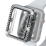 Custodia protettiva con diamante a doppia fila per PC galvanico con pellicola in vetro temperato per la serie Apple Watch, 3 & 2 & 1 38mm, 3 & 2 & 1 42mm