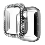Custodia protettiva con diamante a doppia fila per PC galvanico con pellicola in vetro temperato per la serie Apple Watch, 3 & 2 & 1 38mm, 3 & 2 & 1 42mm