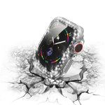 Custodia protettiva con diamante a doppia fila per PC galvanico con pellicola in vetro temperato per la serie Apple Watch, 3 & 2 & 1 38mm, 3 & 2 & 1 42mm