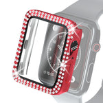 Custodia protettiva con diamante a doppia fila per PC galvanico con pellicola in vetro temperato per la serie Apple Watch, 3 & 2 & 1 38mm, 3 & 2 & 1 42mm