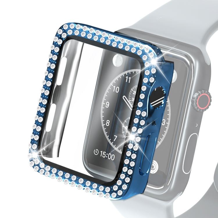 Custodia protettiva con diamante a doppia fila per PC galvanico con pellicola in vetro temperato per la serie Apple Watch, 3 & 2 & 1 38mm, 3 & 2 & 1 42mm