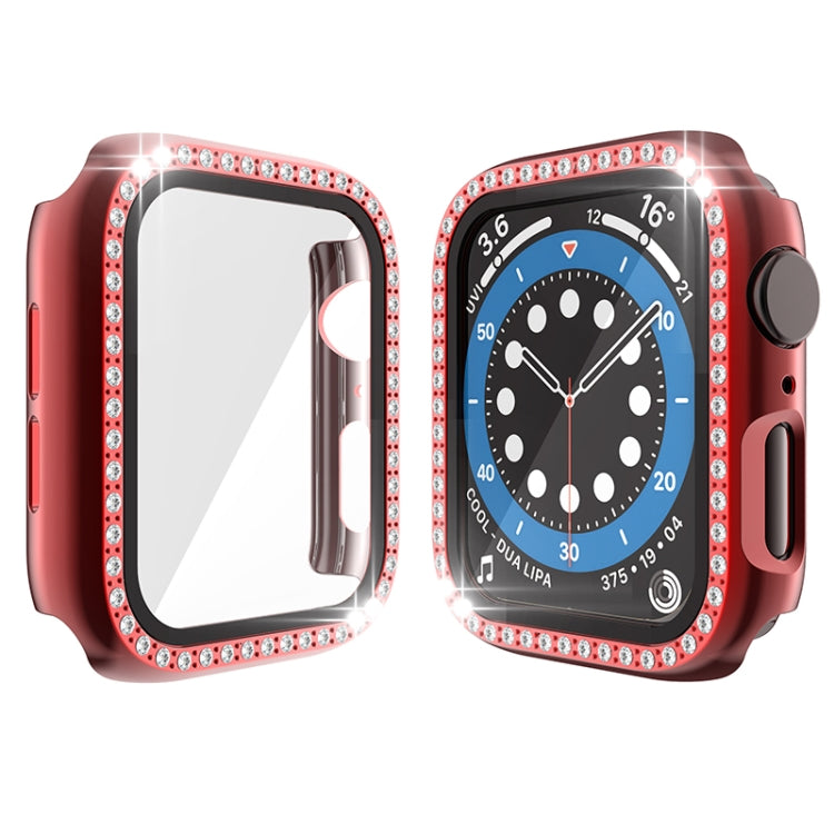 Custodia protettiva con diamante a fila singola per PC galvanico con pellicola in vetro temperato per la serie Apple Watch, 3 & 2 & 1 38mm, 3 & 2 & 1 42mm