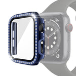 Custodia protettiva con diamante a fila singola per PC galvanico con pellicola in vetro temperato per la serie Apple Watch, 3 & 2 & 1 38mm, 3 & 2 & 1 42mm
