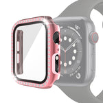 Custodia protettiva con diamante a fila singola per PC galvanico con pellicola in vetro temperato per la serie Apple Watch, 3 & 2 & 1 38mm, 3 & 2 & 1 42mm