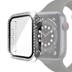 Custodia protettiva con diamante a fila singola per PC galvanico con pellicola in vetro temperato per la serie Apple Watch, 3 & 2 & 1 38mm, 3 & 2 & 1 42mm