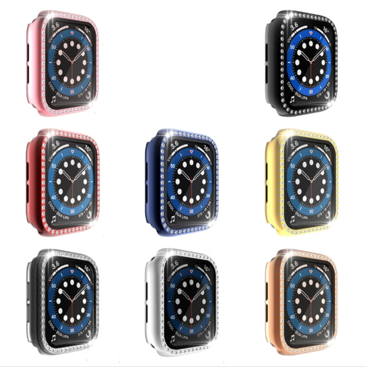 Custodia protettiva con diamante a fila singola per PC galvanico con pellicola in vetro temperato per la serie Apple Watch, 3 & 2 & 1 38mm, 3 & 2 & 1 42mm