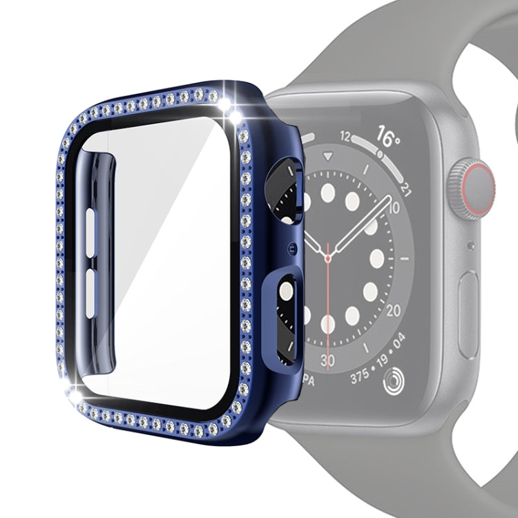 Custodia protettiva con diamante a fila singola per PC galvanico con pellicola in vetro temperato per la serie Apple Watch, 3 & 2 & 1 38mm, 3 & 2 & 1 42mm