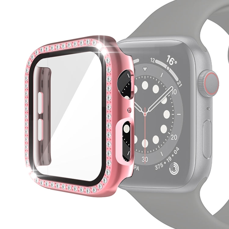 Custodia protettiva con diamante a fila singola per PC galvanico con pellicola in vetro temperato per la serie Apple Watch, 3 & 2 & 1 38mm, 3 & 2 & 1 42mm