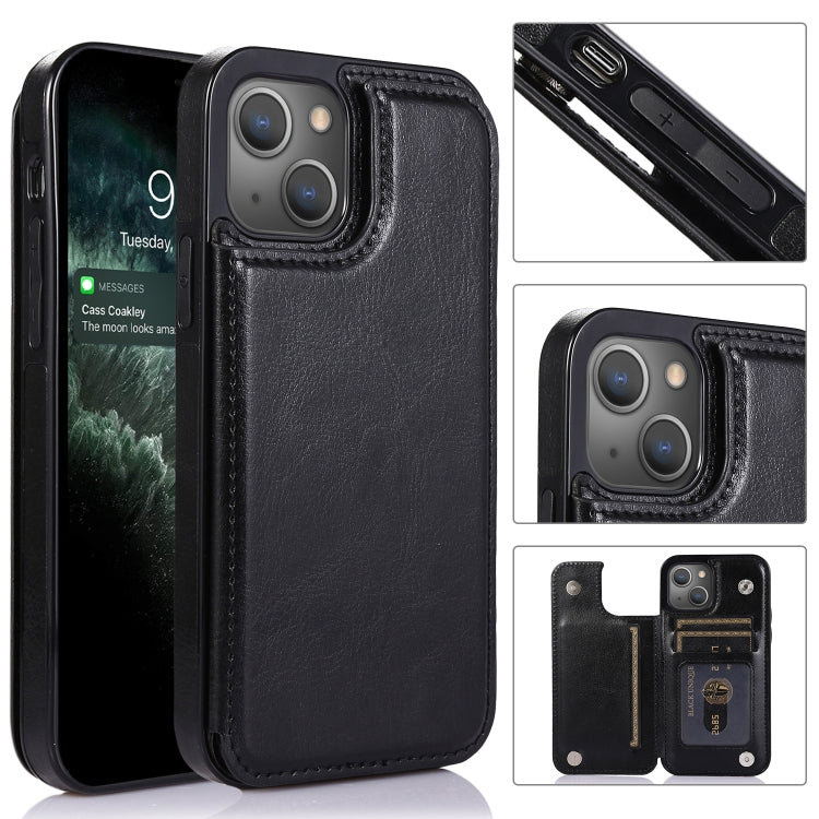 Custodia protettiva in PU antiurto con doppia fibbia con slot per schede e supporto, For iPhone 13, For  iPhone 13 Mini, For iPhone 13 Pro