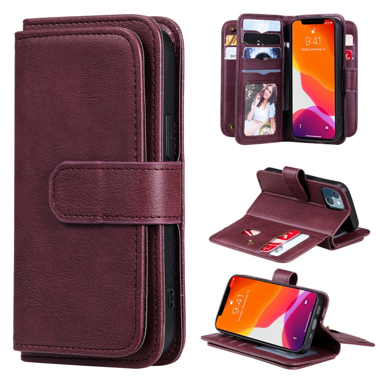 Custodia portafoglio in pelle con fibbia magnetica per iPhone 13