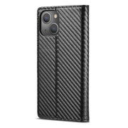 LC.IMEEKE Custodia in pelle a vibrazione orizzontale PU + TPU in fibra di carbonio con supporto, slot per schede e portafoglio, For iPhone 13 mini, For iPhone 13, For iPhone 13 Pro, For iPhone 13 Pro Max