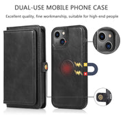 Forte custodia magnetica staccabile orizzontale in pelle flip con slot per carte e portafoglio, For iPhone 13, For  iPhone 13 Mini, For iPhone 13 Pro, For iPhone 13 Pro Max