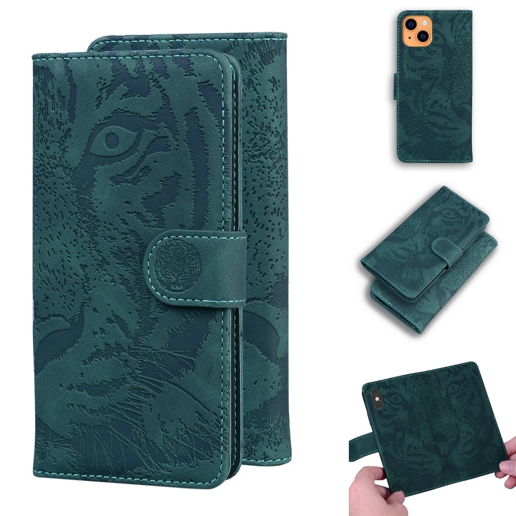 Custodia portafoglio in pelle con motivo tigre per iPhone 13