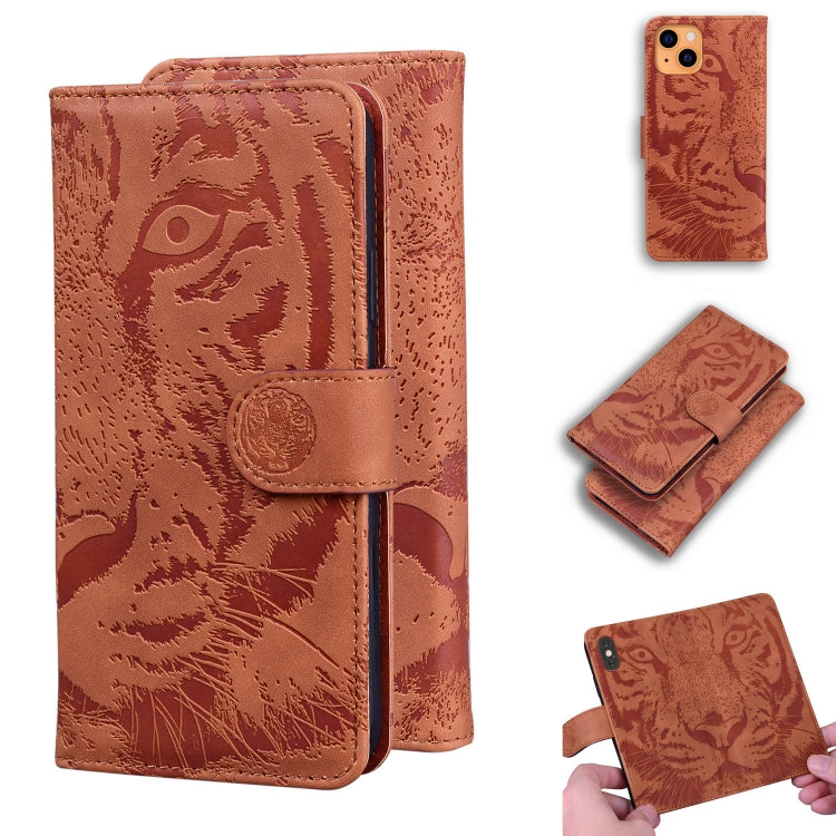 Custodia portafoglio in pelle con motivo tigre per iPhone 13