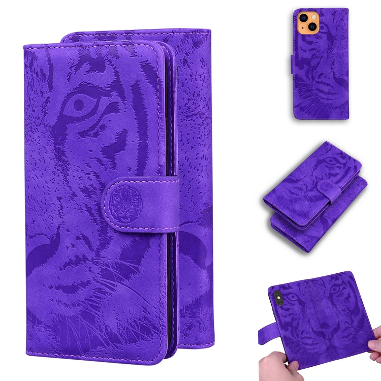 Custodia portafoglio in pelle con motivo tigre per iPhone 13