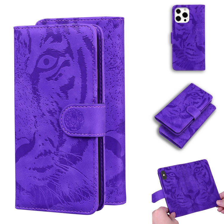 Custodia portafoglio in pelle con motivo tigre per iPhone 13