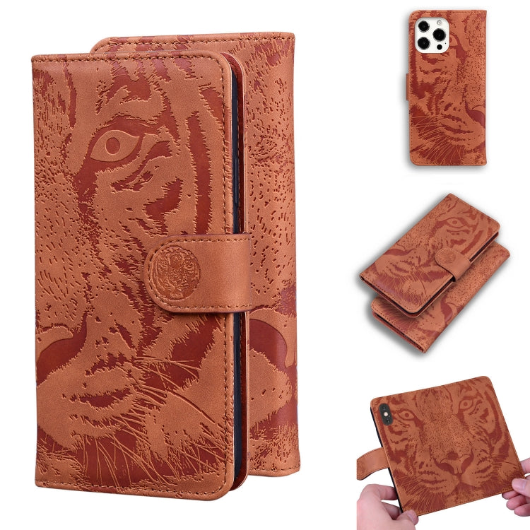 Custodia portafoglio in pelle con motivo tigre per iPhone 13