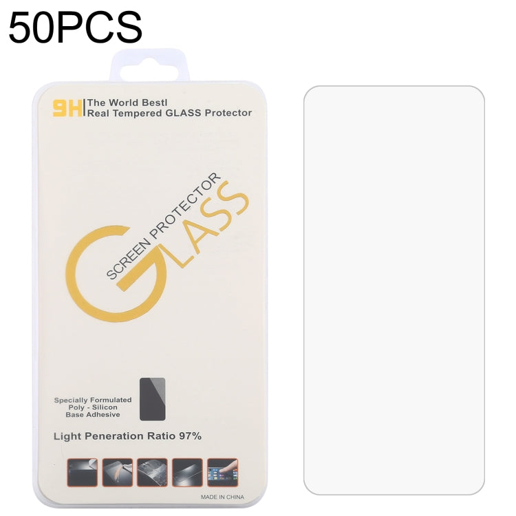 50 pellicole in vetro temperato da 0,26 mm 9H 2,5D, For Nokia C01 Plus (50 PCS), For AGM X5 (50 PCS), For Nokia XR20 (50 PCS), For Blackview BL5000 Dual (50 PCS), For CAT S42 H+ (50 PCS), For Cubot Max 3 (50 PCS), For Doogee V10 5G (50 PCS)