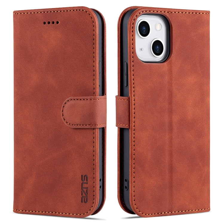 AZNS Skin Feel Calf Texture Custodia in pelle con apertura orizzontale con slot per carte, supporto e portafoglio, For iPhone 13, For iPhone 13 Mini