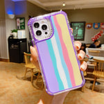 Custodia TPU arcobaleno con vetro per smartphone compatibili