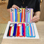 Custodia antiurto in TPU arcobaleno + vetro per PC, For iPhone 13, For iPhone 13 Pro, For iPhone 13 Pro Max, For iPhone 12 / 12 Pro, For iPhone 12 Pro Max, For iPhone 11, For iPhone 11 Pro, For iPhone 11 Pro Max