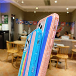Custodia TPU arcobaleno con vetro per smartphone compatibili