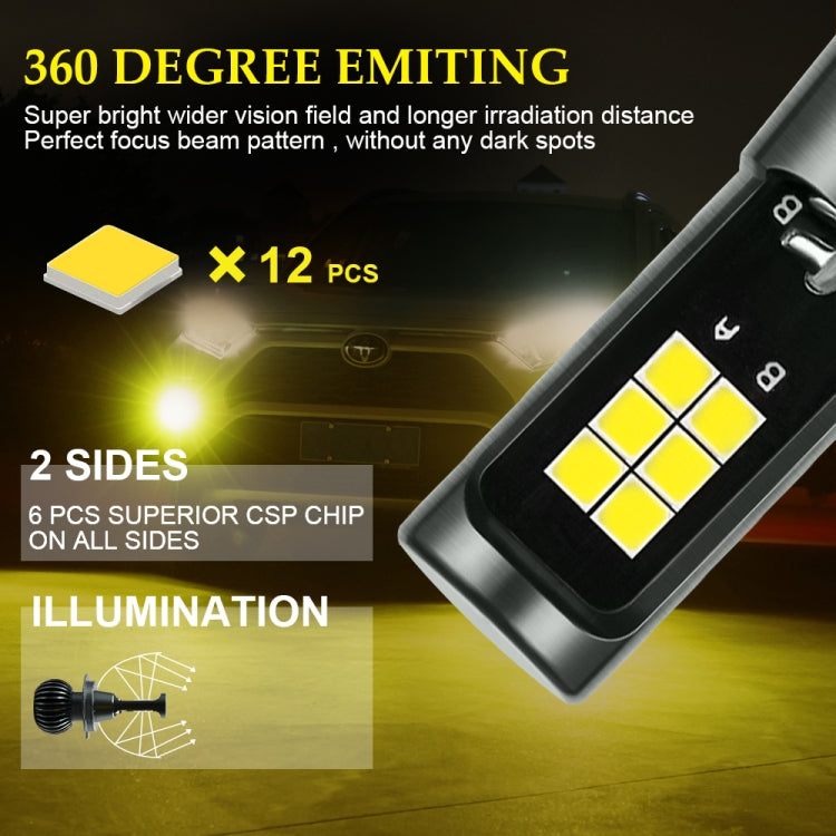 DC9-32V / 3000LM / 30W / 6000K + 3000K IP65 Fendinebbia a LED per auto a doppio colore con 12 LED CSP Perline lampada, 2 PCS EV15 H1, 2 PCS EV15 H3, 2 PCS EV15 H7