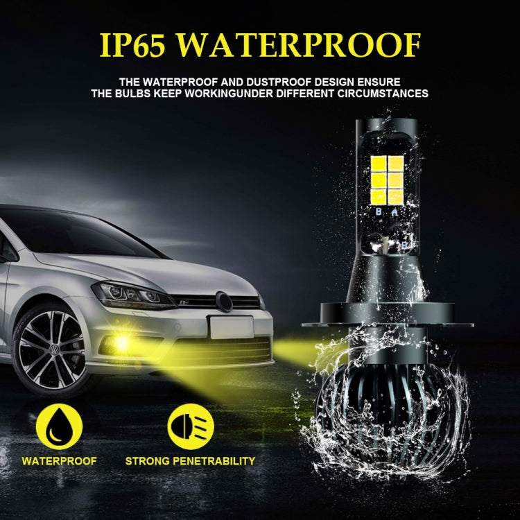 DC9-32V / 3000LM / 30W / 6000K + 3000K IP65 Fendinebbia a LED per auto a doppio colore con 12 LED CSP Perline lampada, 2 PCS EV15 H1, 2 PCS EV15 H3, 2 PCS EV15 H7