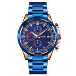 SKMEI 9192 Orologio al quarzo luminoso con cinturino in acciaio inossidabile con calendario da uomo