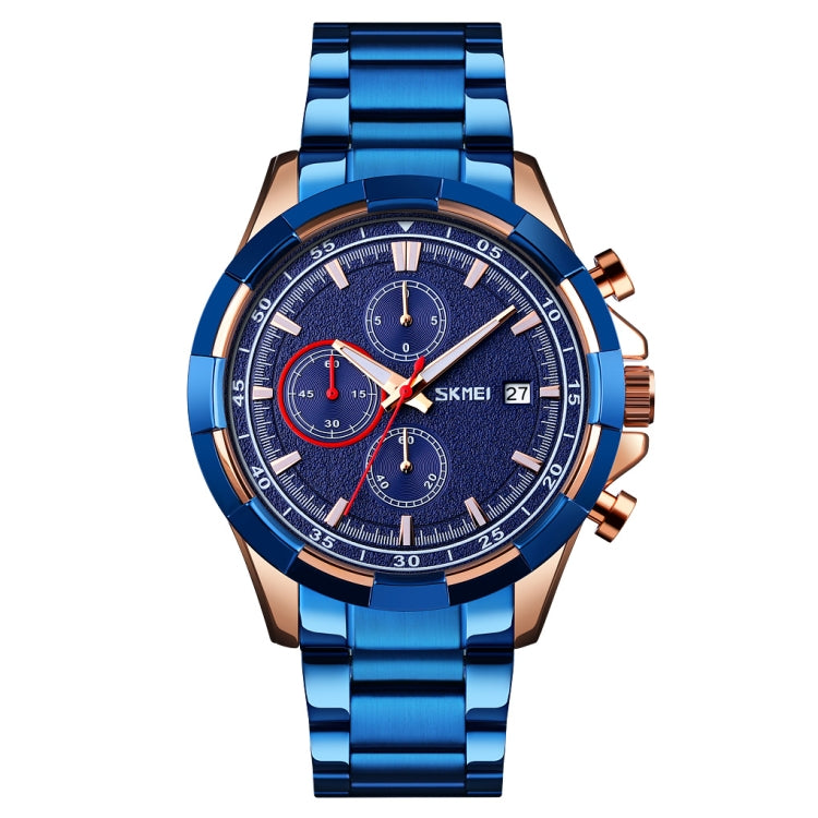 SKMEI 9192 Orologio al quarzo luminoso con cinturino in acciaio inossidabile con calendario da uomo