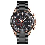 SKMEI 9192 Orologio al quarzo luminoso con cinturino in acciaio inossidabile con calendario da uomo