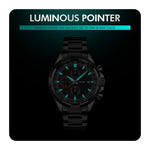 SKMEI 9192 Orologio al quarzo luminoso con cinturino in acciaio inossidabile con calendario da uomo