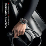 SKMEI 9192 Orologio al quarzo luminoso con cinturino in acciaio inossidabile con calendario da uomo