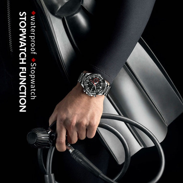 SKMEI 9192 Orologio al quarzo luminoso con cinturino in acciaio inossidabile con calendario da uomo