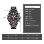 SKMEI 9192 Orologio al quarzo luminoso con cinturino in acciaio inossidabile con calendario da uomo
