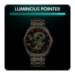 SKMEI 9193 Orologio da uomo al quarzo luminoso con quadrante dorato con motivo a drago