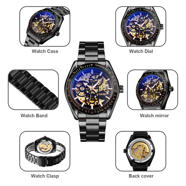 SKMEI 9194 Orologio meccanico automatico con quadrante meccanico da uomo