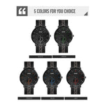 SKMEI 9218 Orologio da uomo al quarzo con cinturino in maglia con quadrante in numeri arabi a righe orizzontali