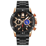 SKMEI 9235 Orologio al quarzo con cinturino in acciaio inossidabile con cronometro Moonphase da uomo