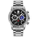 SKMEI 9235 Orologio al quarzo con cinturino in acciaio inossidabile con cronometro Moonphase da uomo