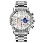 SKMEI 9235 Orologio al quarzo con cinturino in acciaio inossidabile con cronometro Moonphase da uomo
