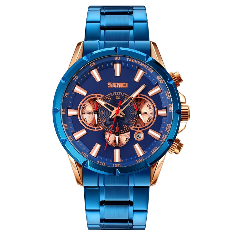 SKMEI 9241 Orologio al quarzo con cinturino in acciaio inossidabile con cronometro da uomo