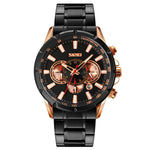 SKMEI 9241 Orologio al quarzo con cinturino in acciaio inossidabile con cronometro da uomo