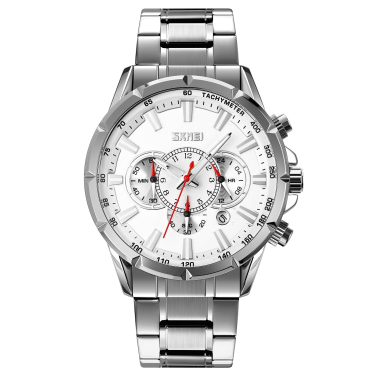SKMEI 9241 Orologio al quarzo con cinturino in acciaio inossidabile con cronometro da uomo